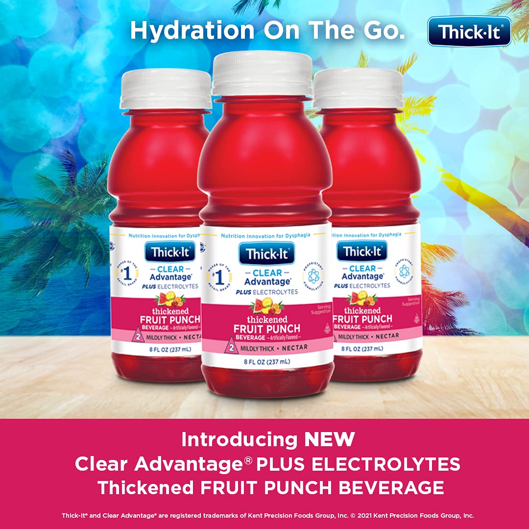 Thick-It Clear Advantage Mildy Thick Fruit Punch Plus Electrolytes, Nectar Consistency, Swallowing Aid, Hydration on the Go, Con