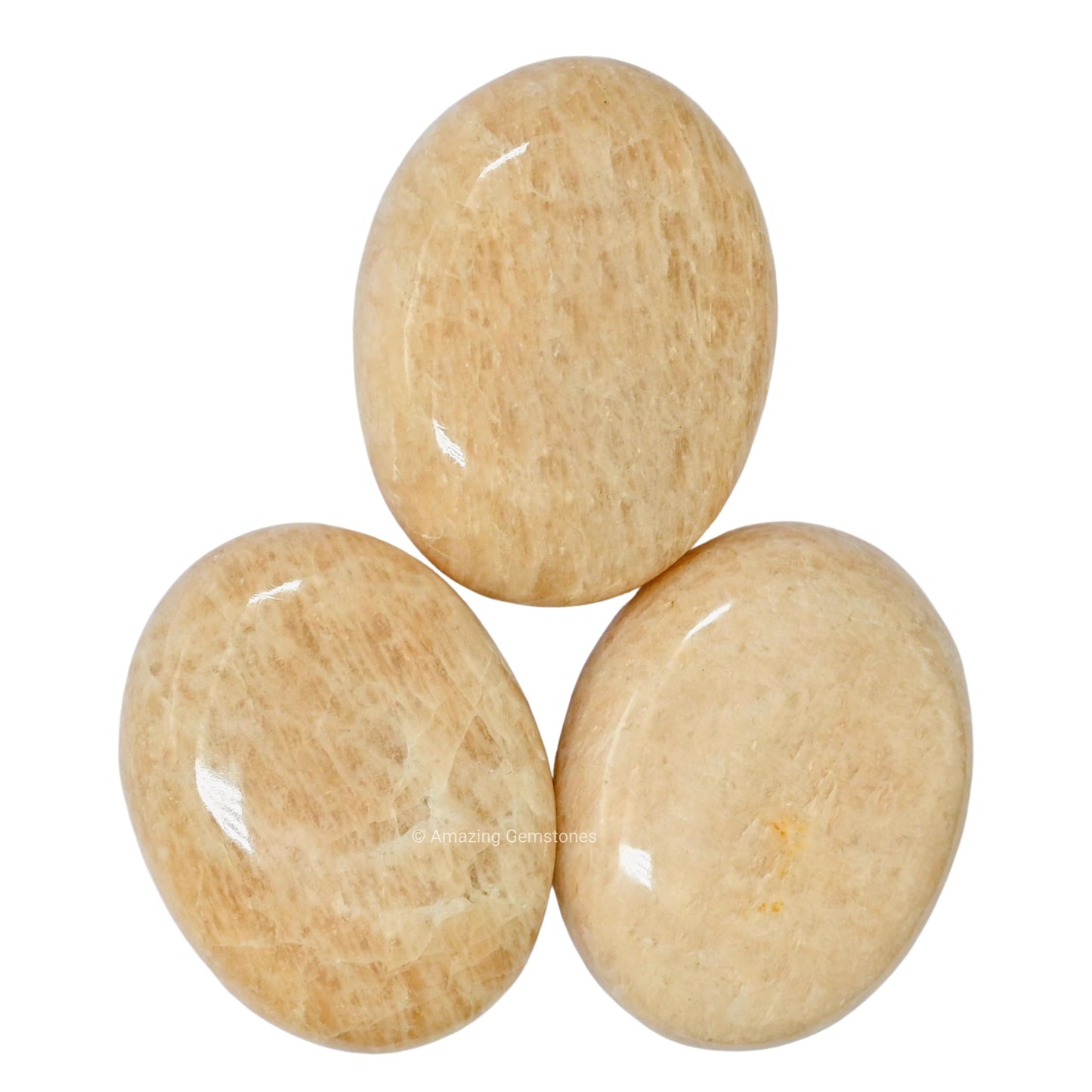 Cream Moonstone Palm Stone - Pocket Massage Worry Stone For Natural Body Chakra Balancing, Reiki Healing And Crystal Grid