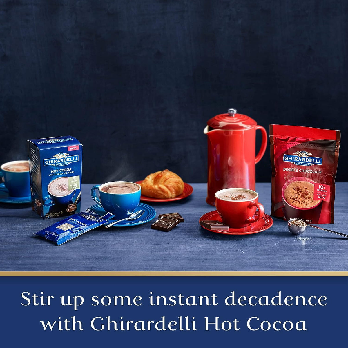 Ghirardelli Double Chocolate Hot Cocoa Mix, 0.85 Oz Packets (Pack Of 25)