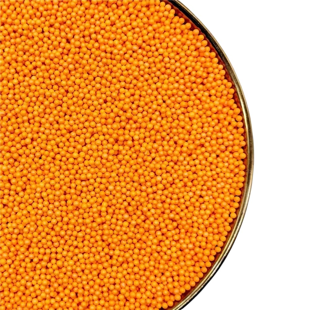 NIPEOR Edible Pearl Sprinkles for Cake Decorating - 2mm Orange, 130g/4.6oz