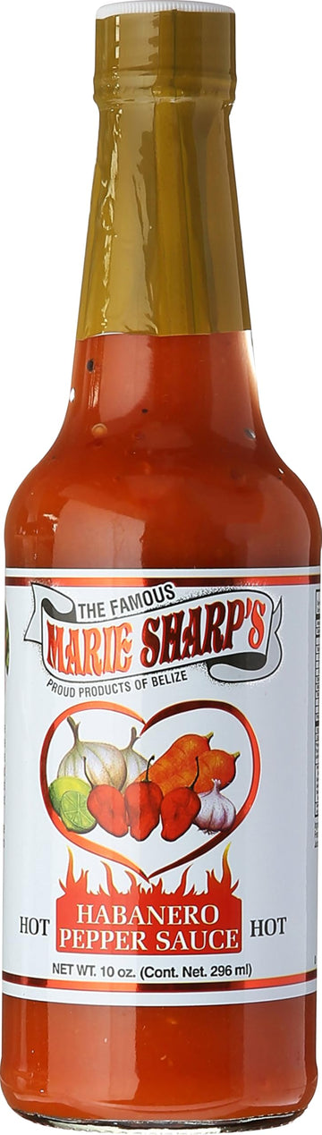 Marie Sharps Hot Habanero Pepper Sauce, 10 oz - Authentic Belizean Hot Sauce with Fresh Red Habanero Peppers | Pack of 3