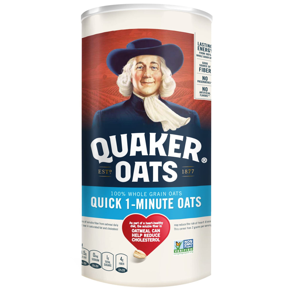 Quaker Oats 100% Whole Grain Quick 1 - Minute Net Wt 42oz. (2lb 10oz) 1.19kg