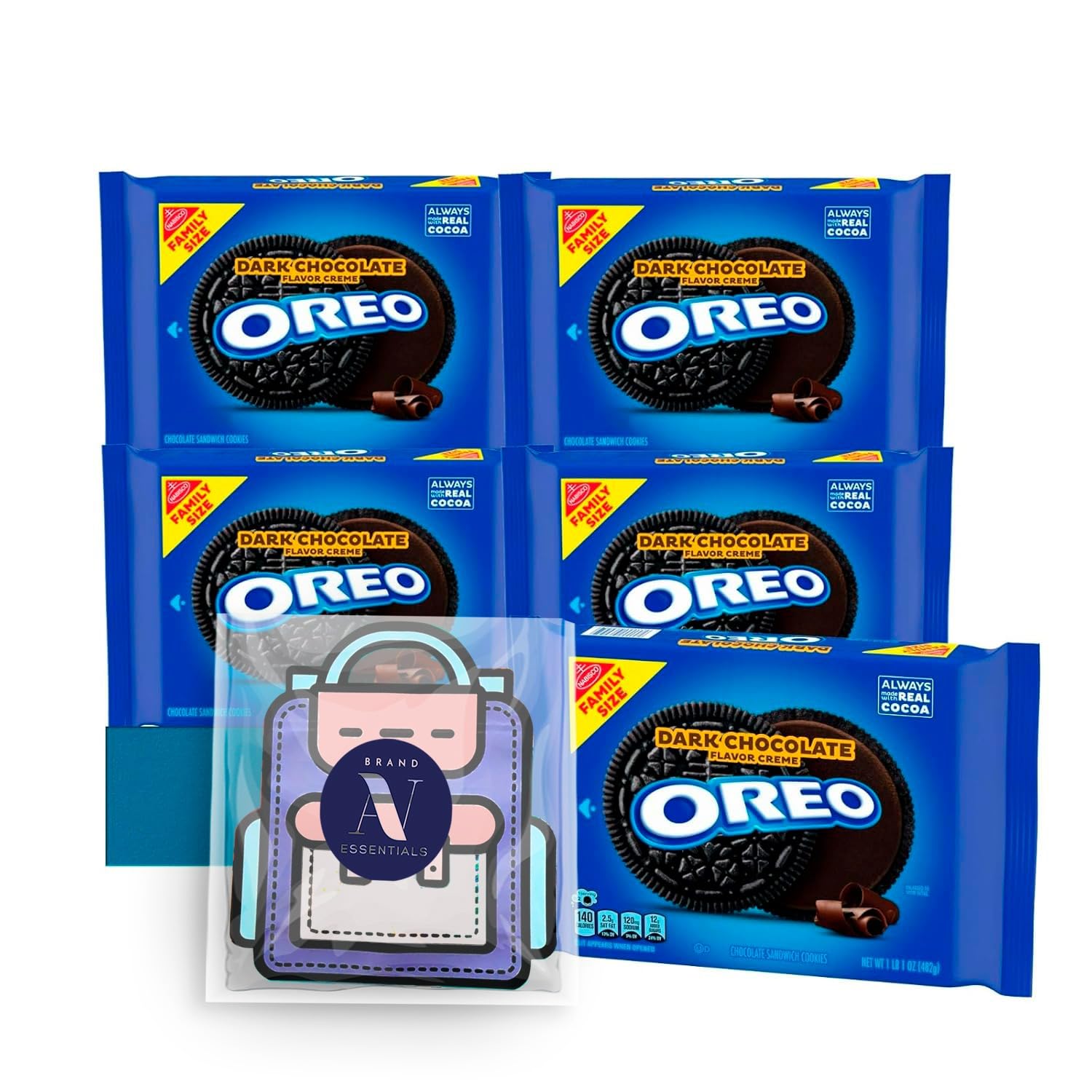 OREO Flavored 4- Pack of Dark Chocolate Sandwich Cookies, Family Size Pouch 17 oz + 1 Freebie by Lavinia Essentials