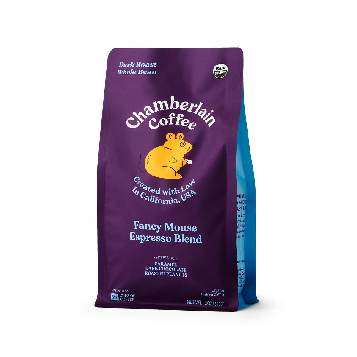 Chamberlain Coffee Fancy Mouse Espresso Blend - Extra Bold, Dark Roast, Organic Coffee, Whole Bean, 12Oz