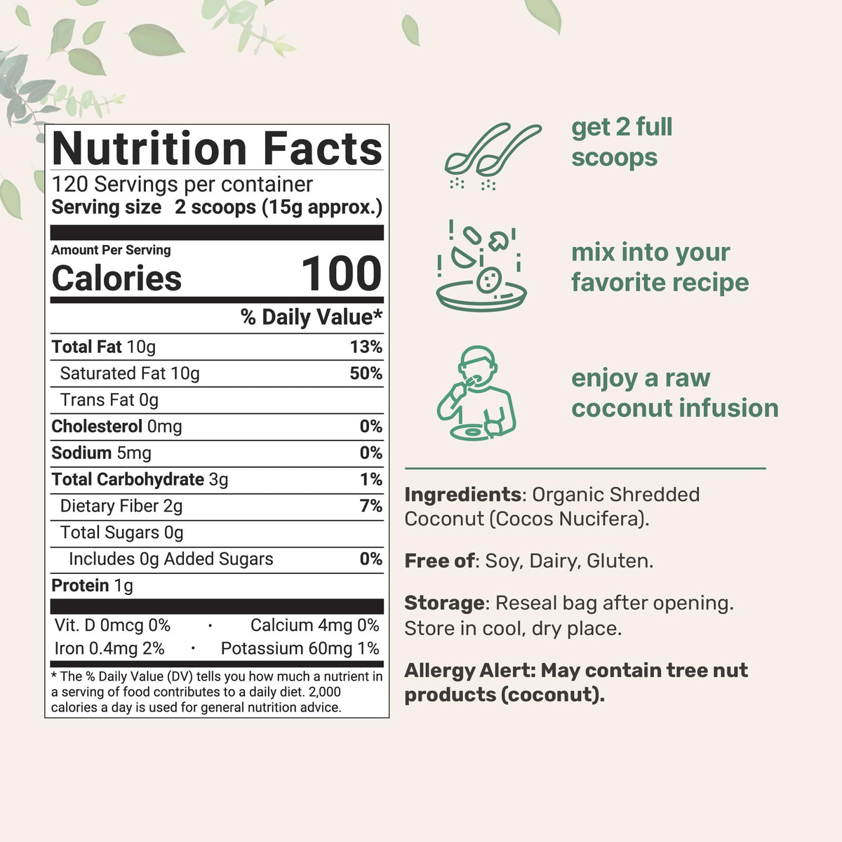 Organic Shredded Coconut Flakes, 4lbs | Raw Unsweetened Flavor, Medium Sized | Great for Baking, Smoothies, or Garnish | Non-GMO