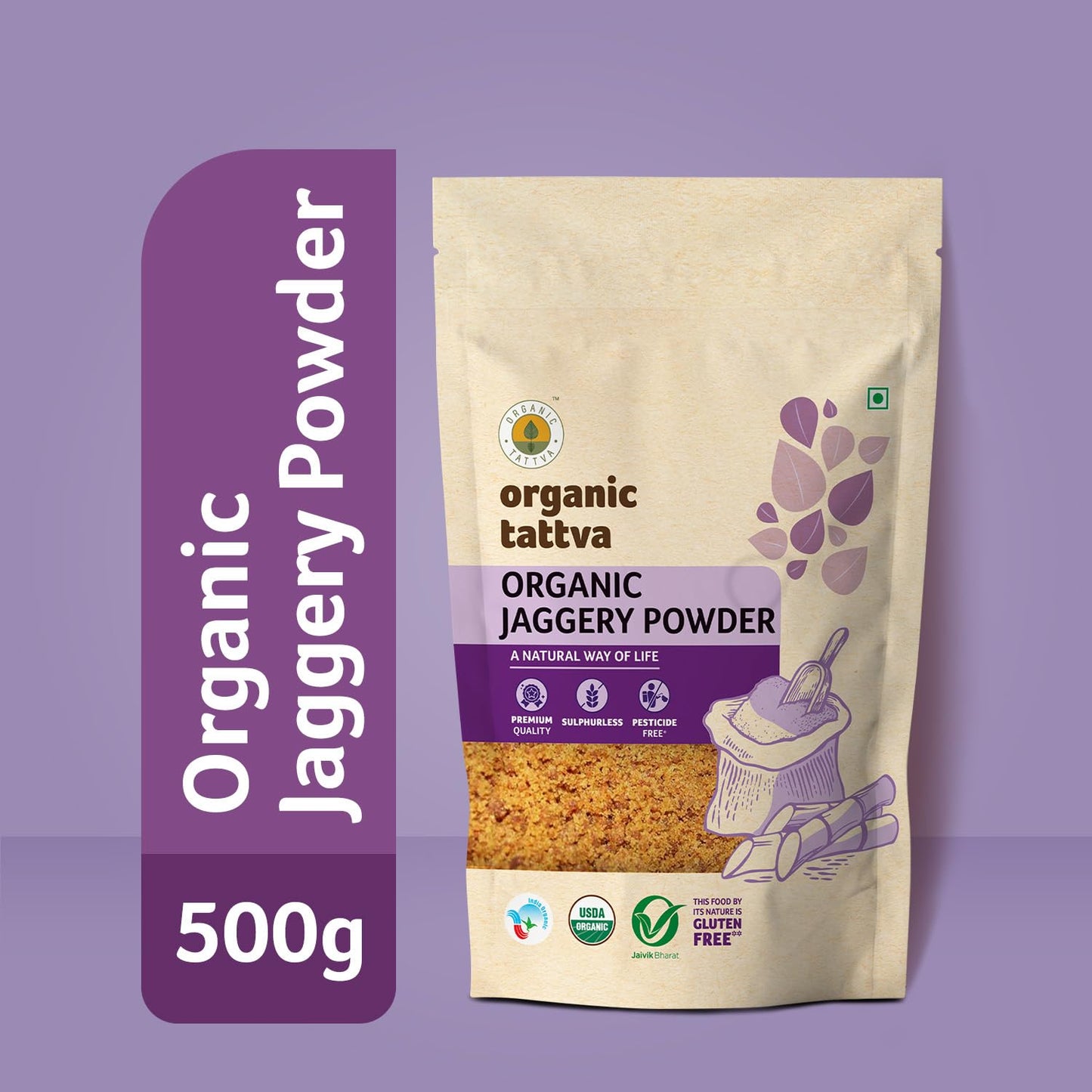 Organic Tattva Organic Jaggery Powder, 500G | Unrefined And Unadulterated
