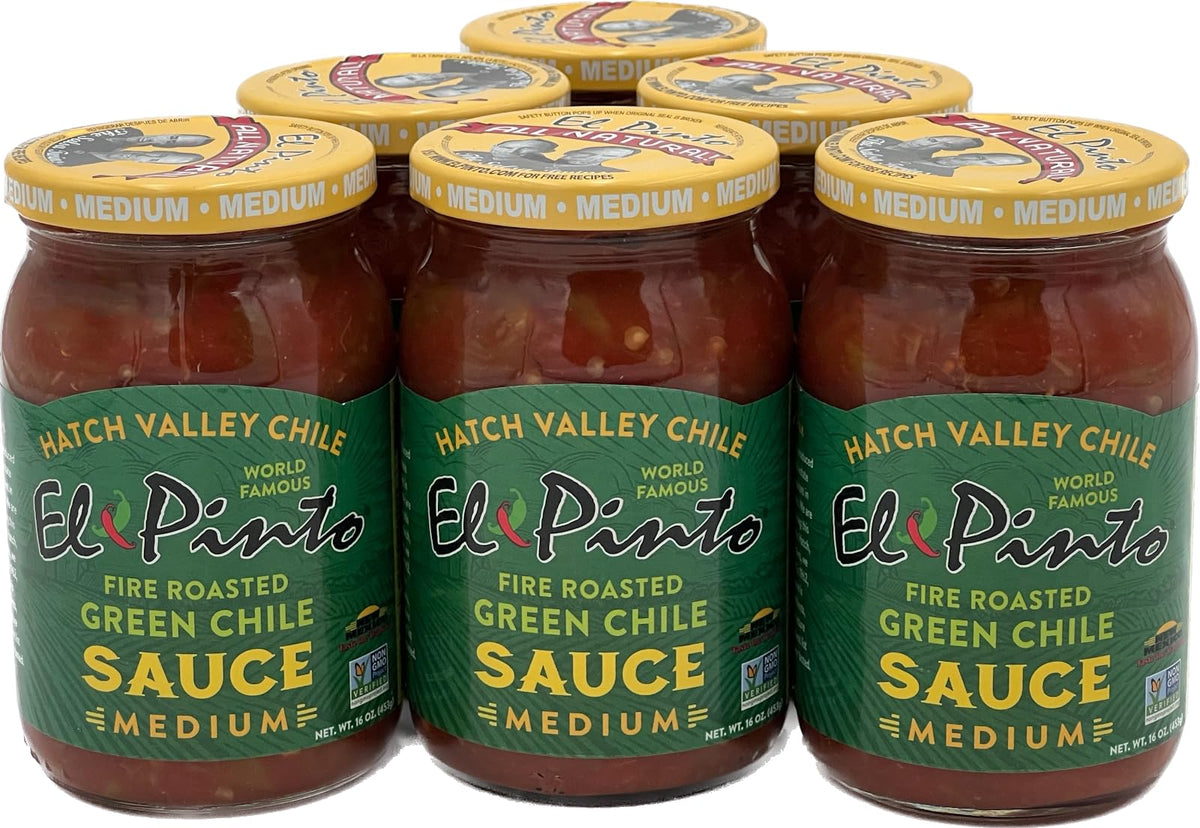 El Pinto Green Chile Sauce, Medium, 16 Ounce (Pack of 6)
