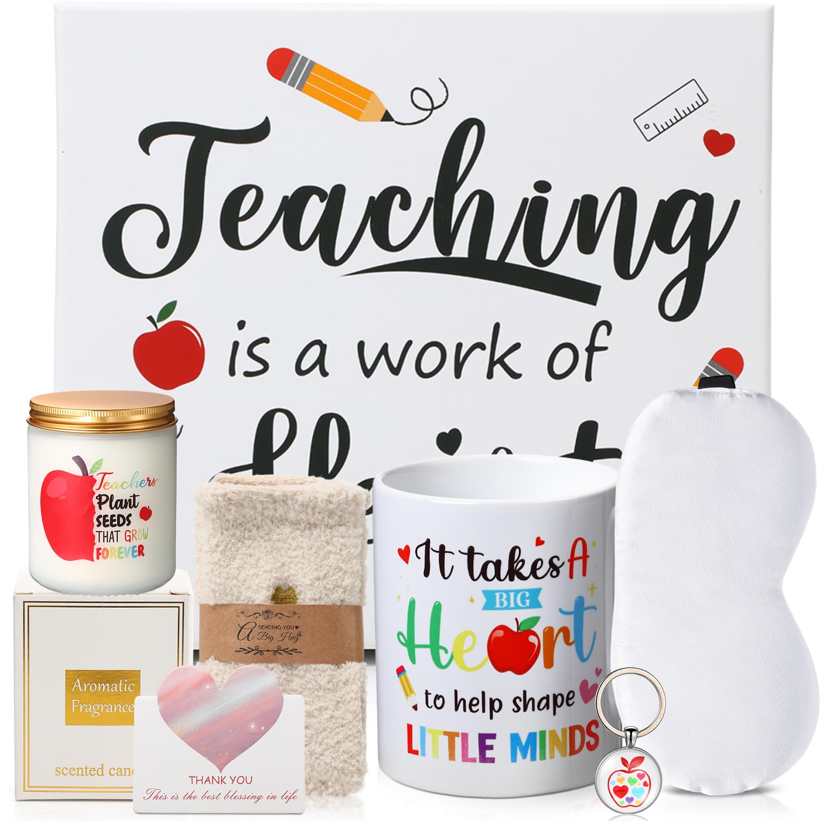 Tiangrid 7 Pcs Christmas Teacher Appreciation Gift Set 16 Oz Insulated Tumbler And Scented Candles Thank You Gift Basket For Teachers Christmas Holiday Gifts For Teacher