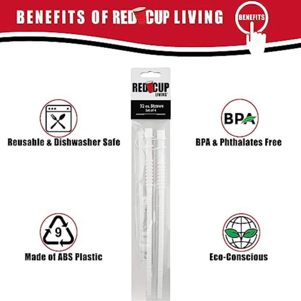 18oz and 32oz Reusable Plastic Straws | Durable Plastic, BPA and Phthalates free | Eco-friendly