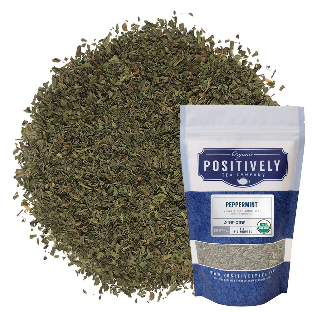 Organic Positively Tea Company Peppermint Leaf Herbal Tea Loose Leaf 4 Ounce Tea