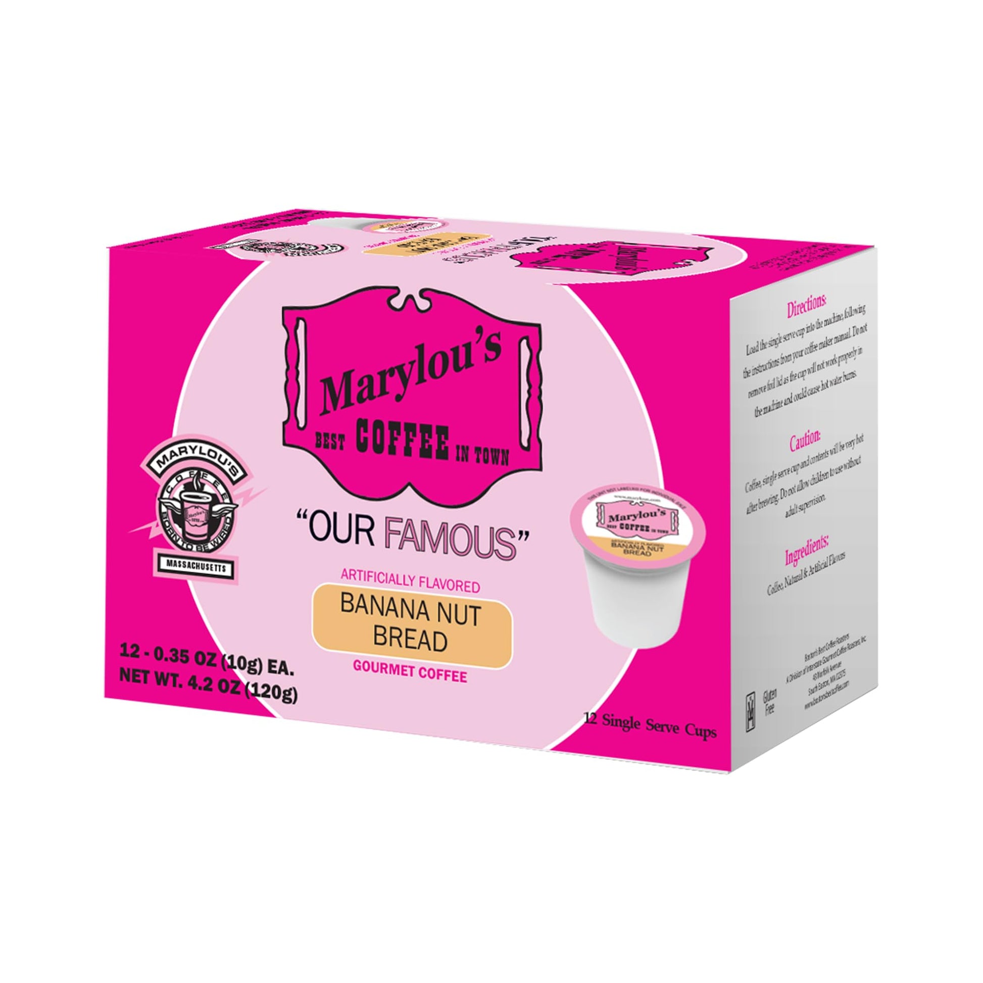 Marylous Coffee Banana Nut Bread Flavored Coffee Pods, Compatible with Keurig, 12 Single Serve Pods, 1 Count