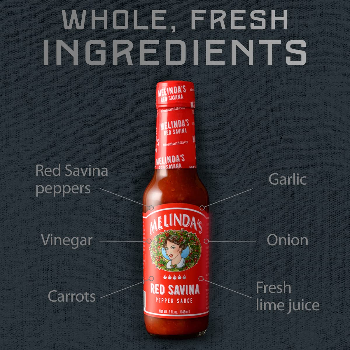 Melindas Red Savina Pepper Hot Sauce - Extra Spicy Habanero - 5oz, 4 Pack - Made with Fresh Ingredients