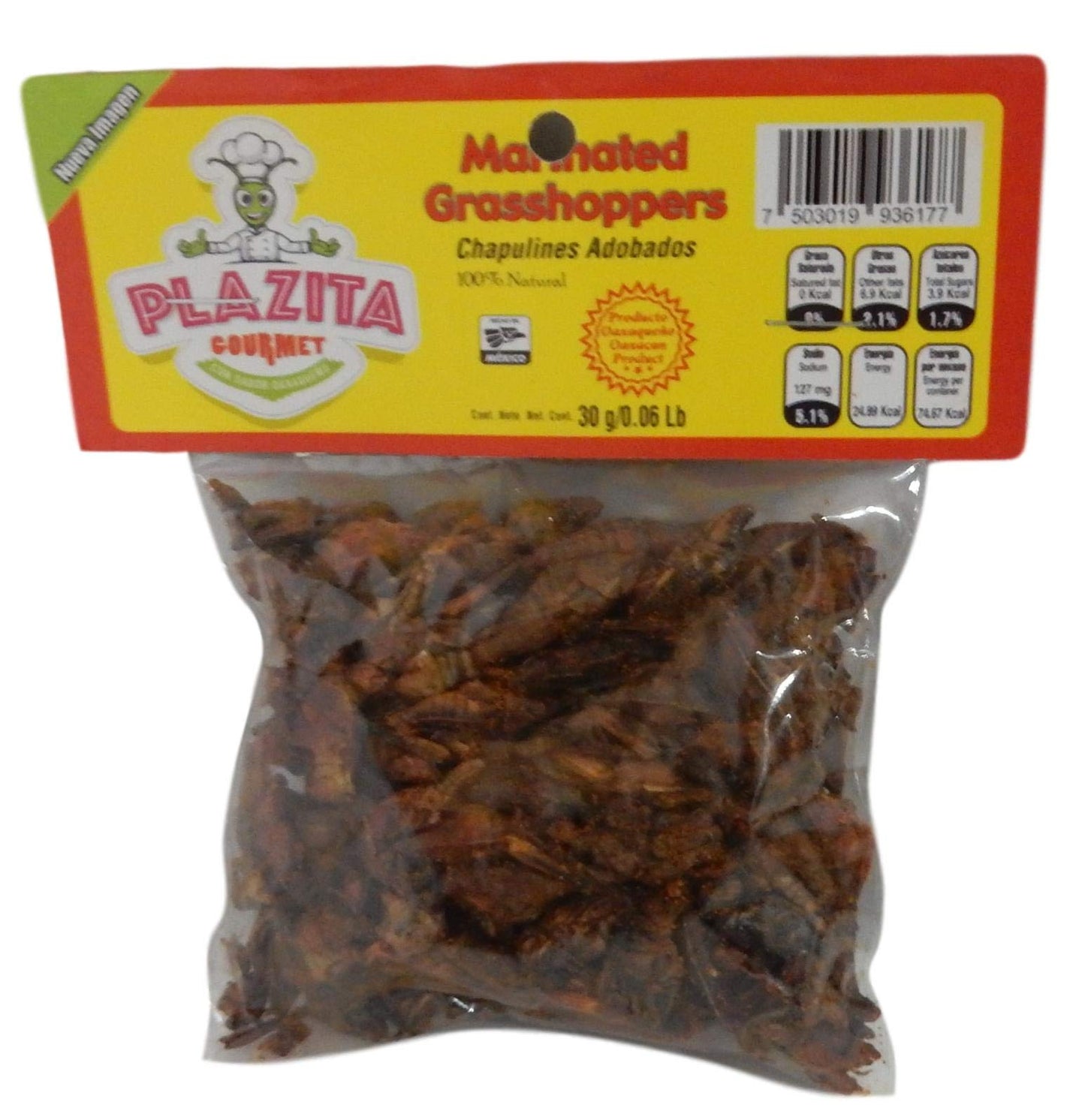 Chapulines Oaxaca (Grasshoppers) - Gourmet Edible Insects From Oaxaca Mexico 30 G - 1.06 Oz (Marinated)