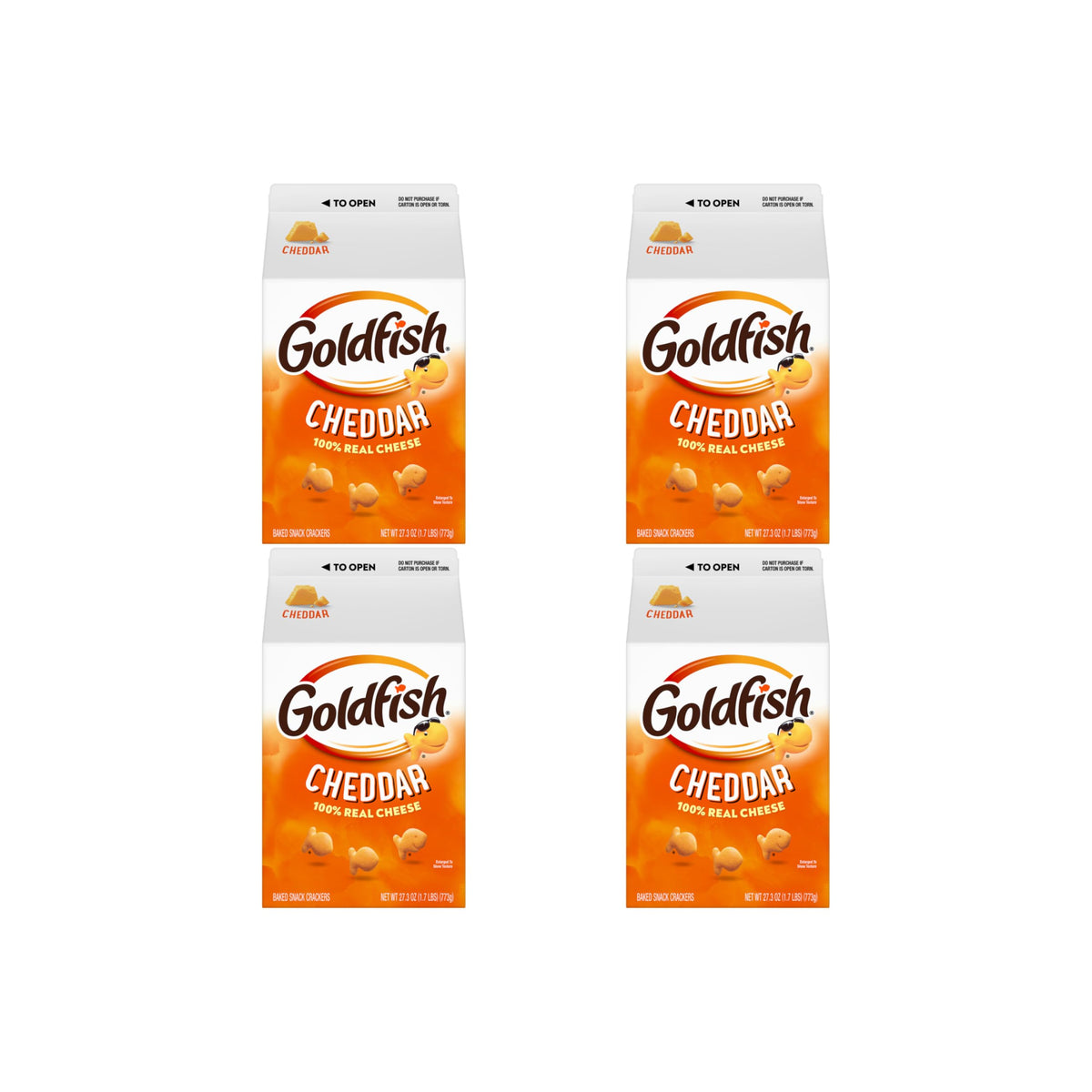 Goldfish Cheddar Cheese Crackers, 27.3 Oz Carton (Pack of 4)