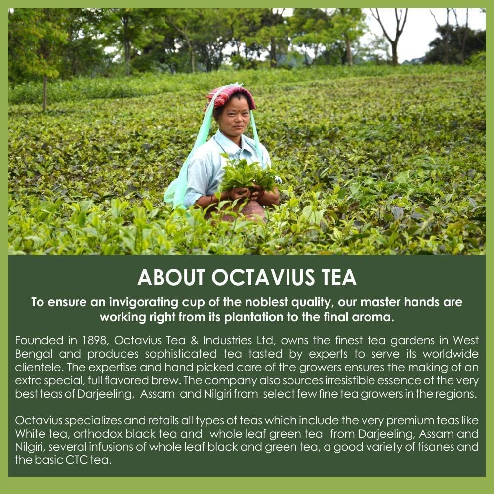 Octavius Gifts Select - Assorted Tea In Lotus Printed Wooden Box | 6 Flavors, 90 Tea Bags | Black & Green Tea | Tea Gifts For Women & Men | Tea Variety Pack