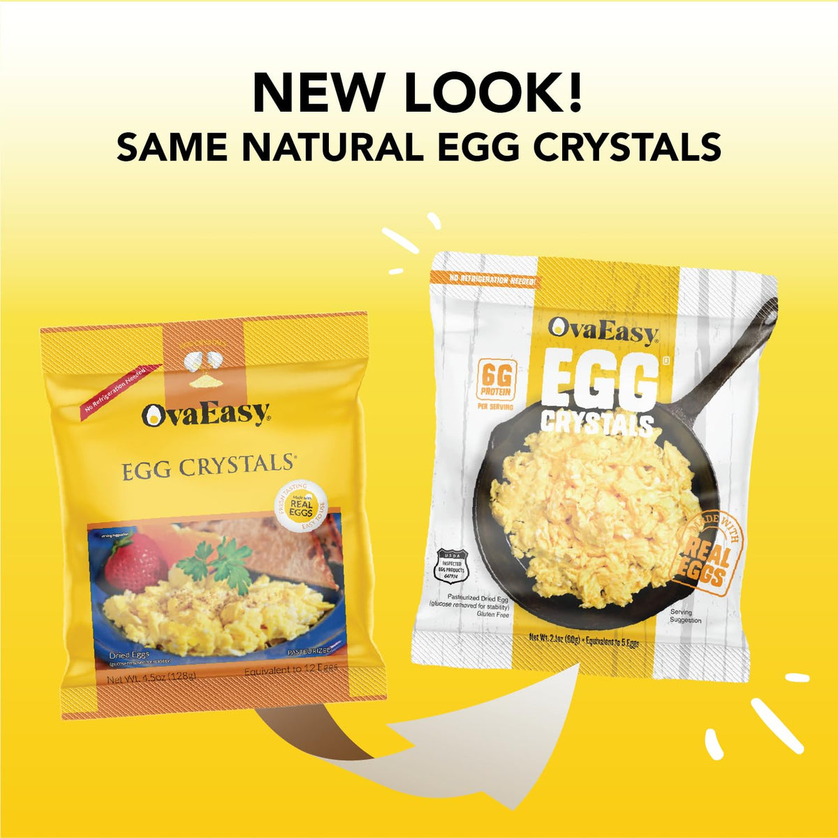 Ova Easy Dehydrated Egg Crystals - Powdered Eggs Made From All-Natural Ingredients - Easy-To-Prepare Egg Powder - Dehydrated Foo