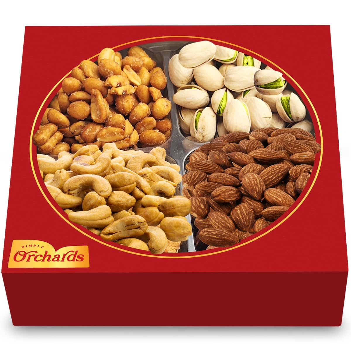 Nuts Gift Basket - Basket Of Cravings Gourmet Nuts Collection, Premium Mixed Nuts Gift Box, Perfect Birthday Care Package, 4 Sec