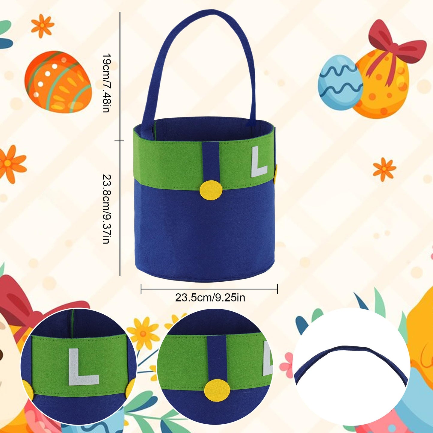 Easter Basket With Handles For Kids, Happy Easter Gift For Easter Egg Hunts Decorations Candy Gifts Storage (Ma B)