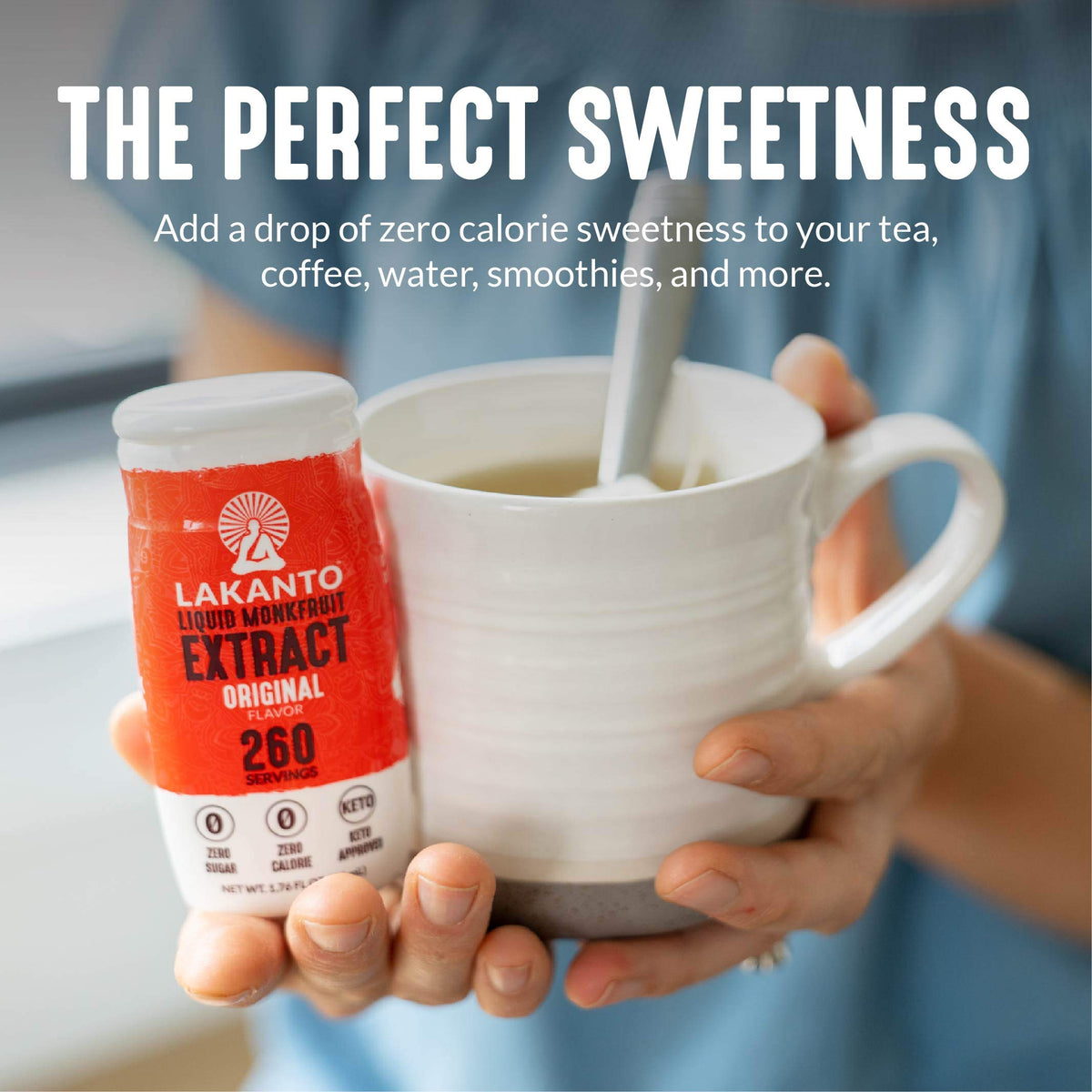 Lakanto Liquid Monk Fruit Extract Drops - Zero Calorie, Zero Sugar, Keto Drink Sweetener, Sugar Substitute, On The Go, Tea, Coff