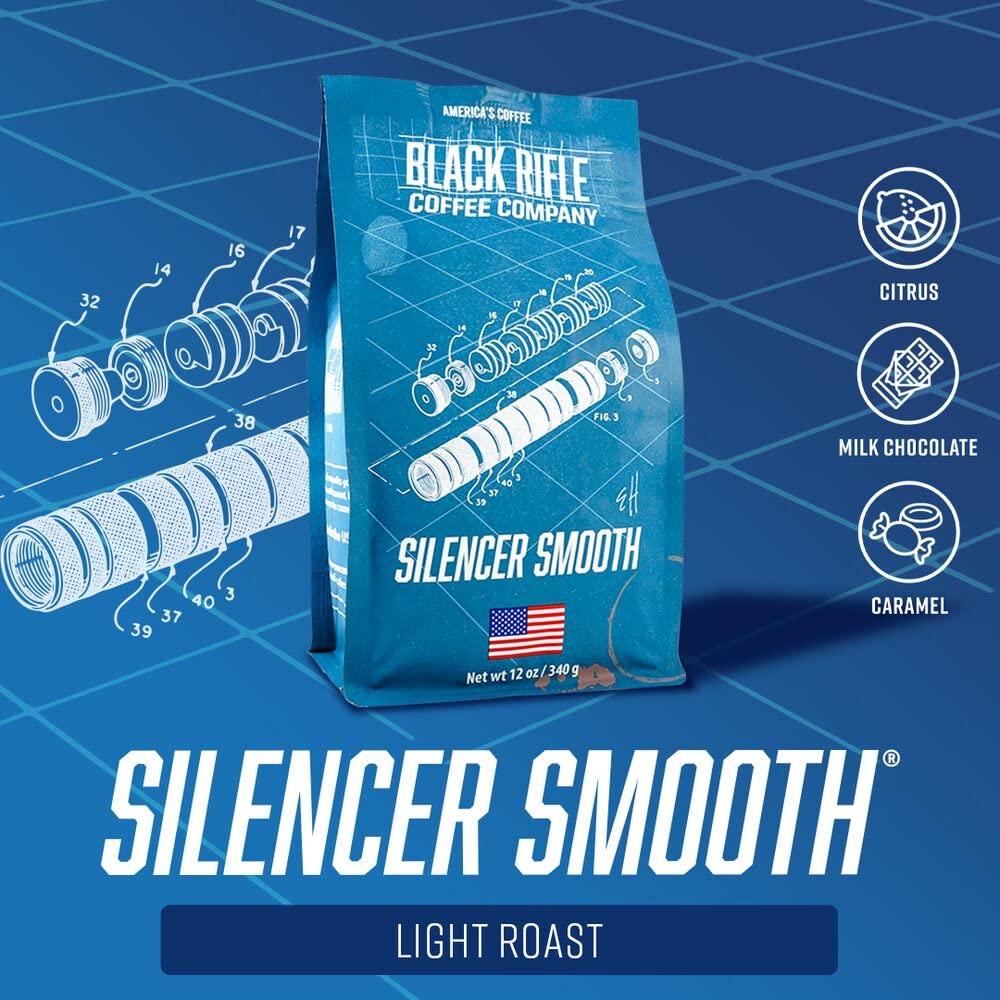 Black   Coffee Company Whole Bean Coffee - Silencer Smooth Light Roast, 12oz Bag, Made from Colombian & Brazilian Beans