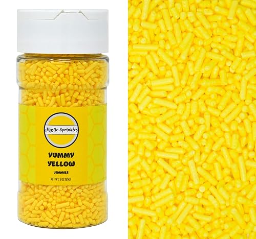 Mystic Sprinkles Solid Color Jimmy Sprinkles (Yummy Yellow Jimmies 3Oz)