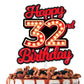 Happy 32nd Birthday Cake Topper Fluorescent Flashing Night Out Hen Movie Nightclub Theme Decor Supplies Woman Man Happy Birthday
