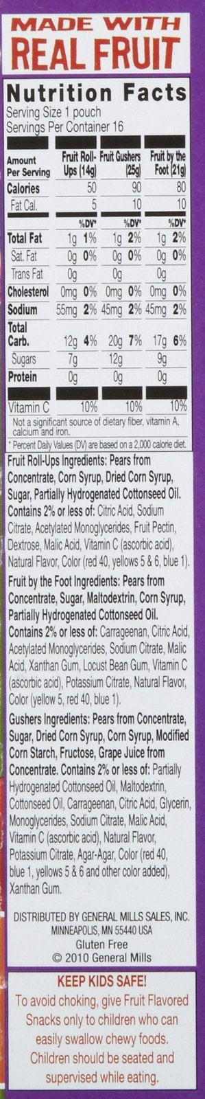 Betty Crocker Fruit Snacks, Fruit Roll-Ups, Fruit By The Foot And Fruit Gushers, Variety Snack Pack, 16 Pouches