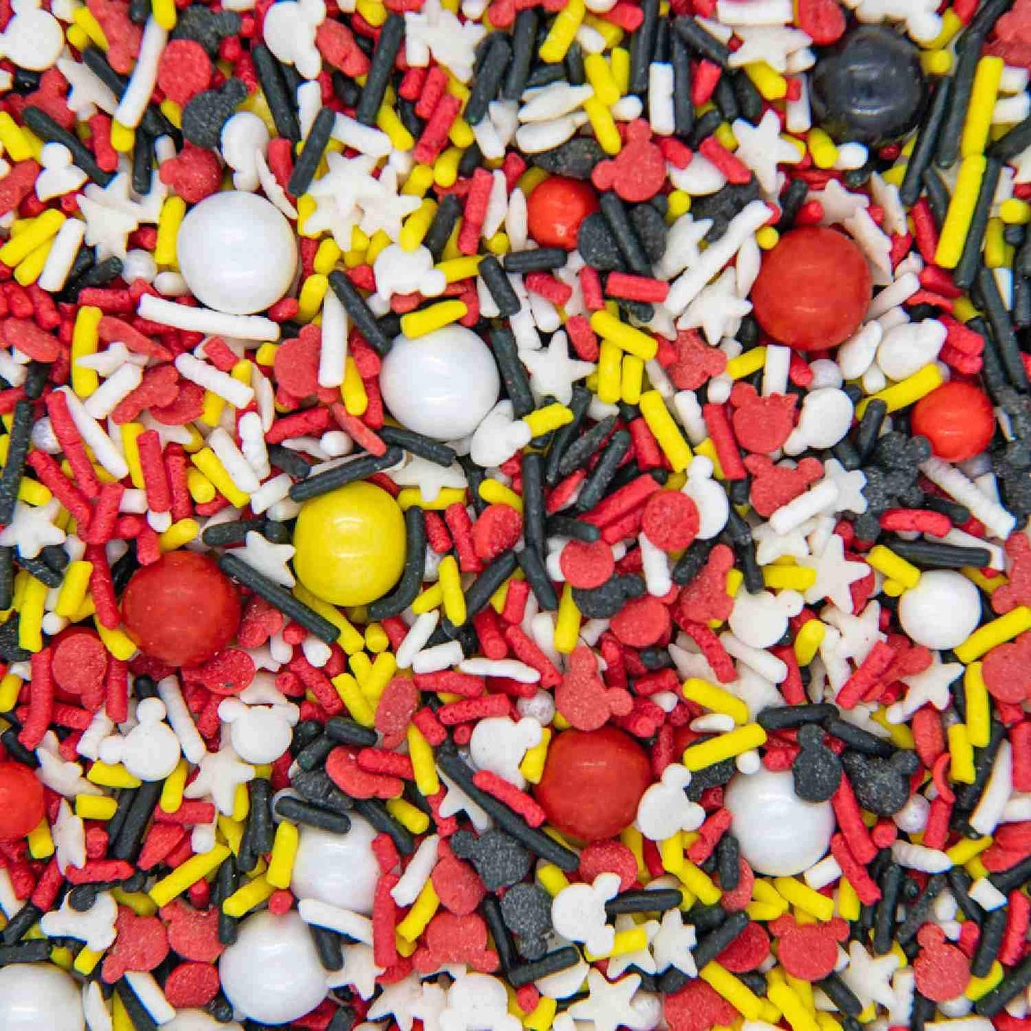Sweets & Treats Boutique Mickey Sprinkles - Edible Cake Decoration Toppings, 4 Ounce, Red Black White Yellow, Mouse House