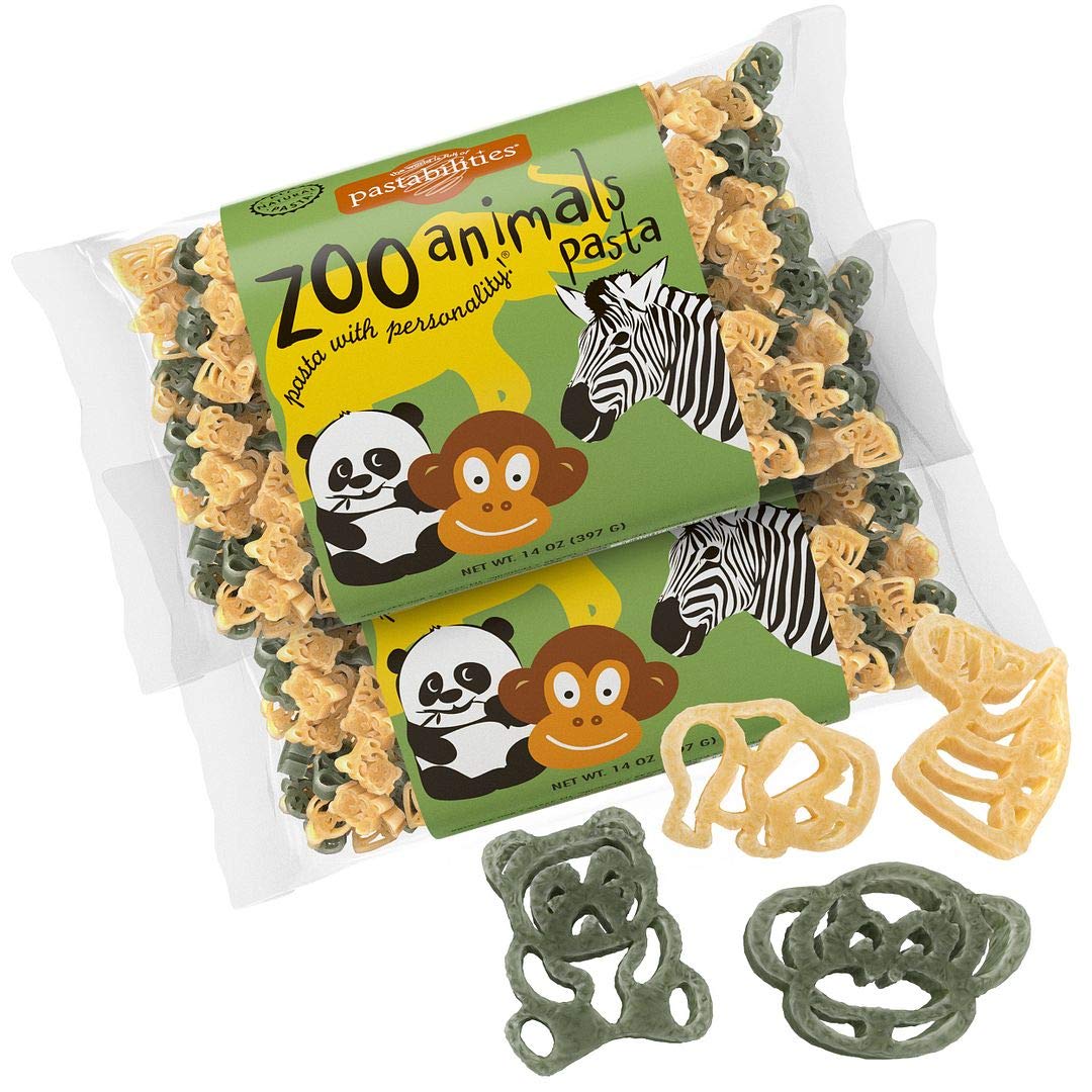 Pastabilities Fun Shaped Pasta For Kids - Zoo Animals Pasta - Wild Animal Theme, Non-Gmo Natural Wheat Pasta, All-Natural, Kosher Certified, Made In The Usa, (2 Pack,14 Oz)