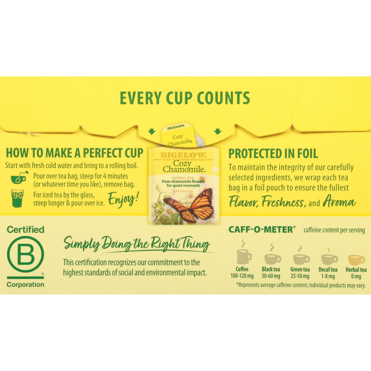 Bigelow Tea Cozy Chamomile Herbal Tea, Caffeine Free, 20 Count (Pack of 6), Model 072310000414
