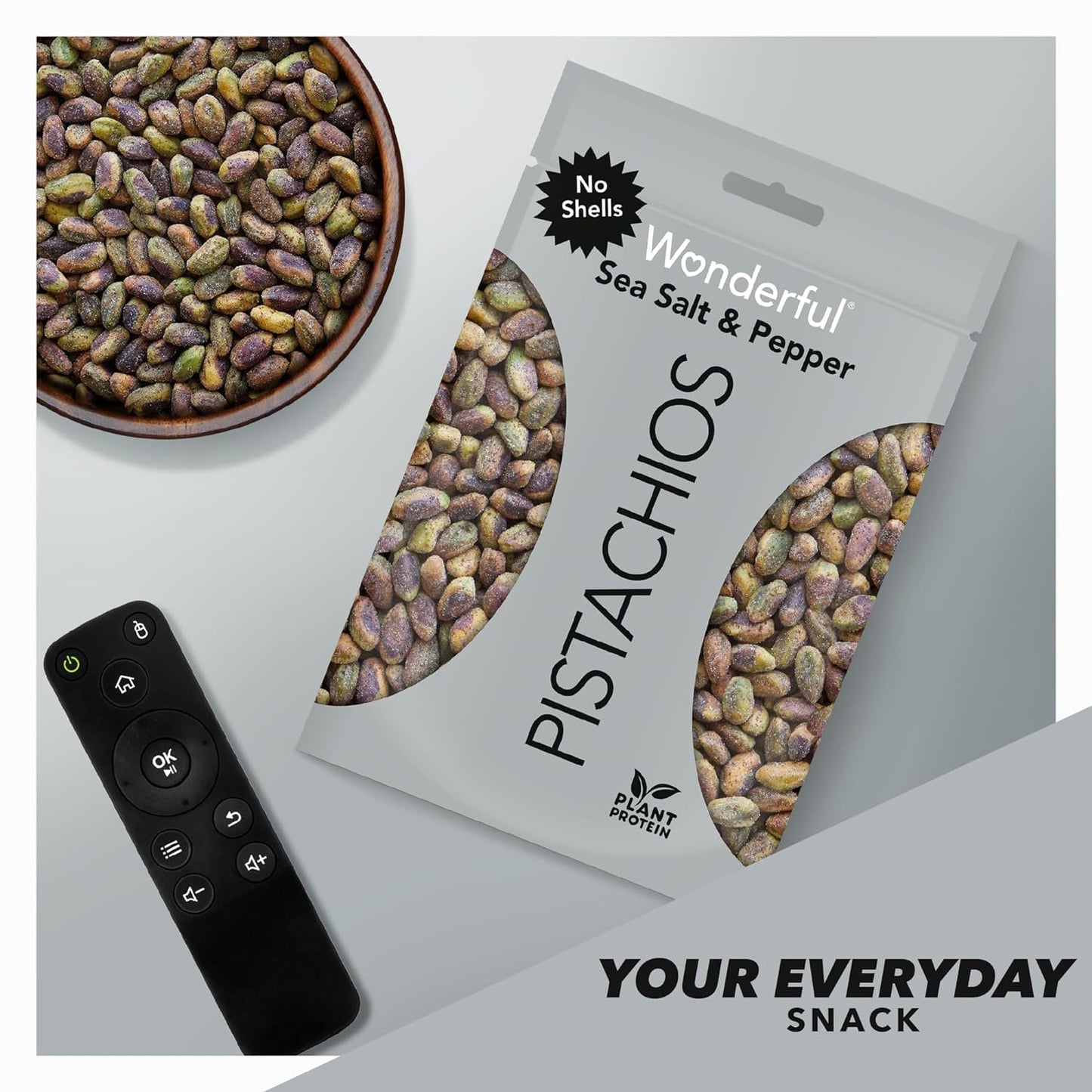 Wonderful Pistachios No Shells, Sea Salt & Pepper Flavored Nuts, 11 Ounce Resealable Bag, Protein Snacks, Gluten Free, Healthy S