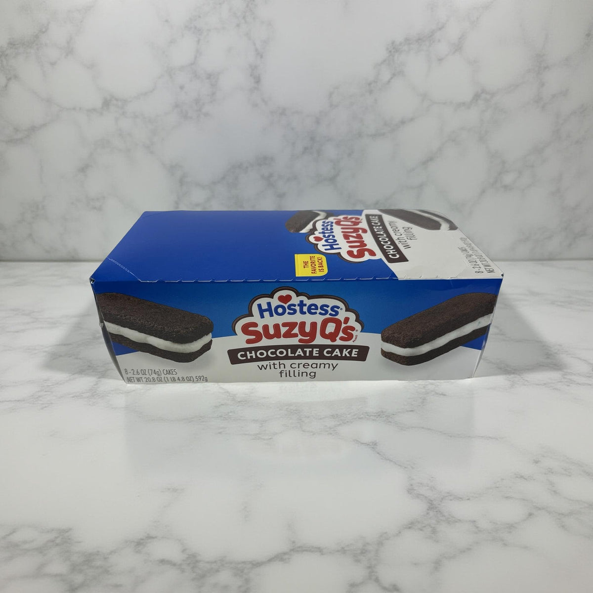 Hostess Suzy Qs Snack Cakes, Chocolate with Cream Filling, Full Size Single Serve Packs, 8 Per Box