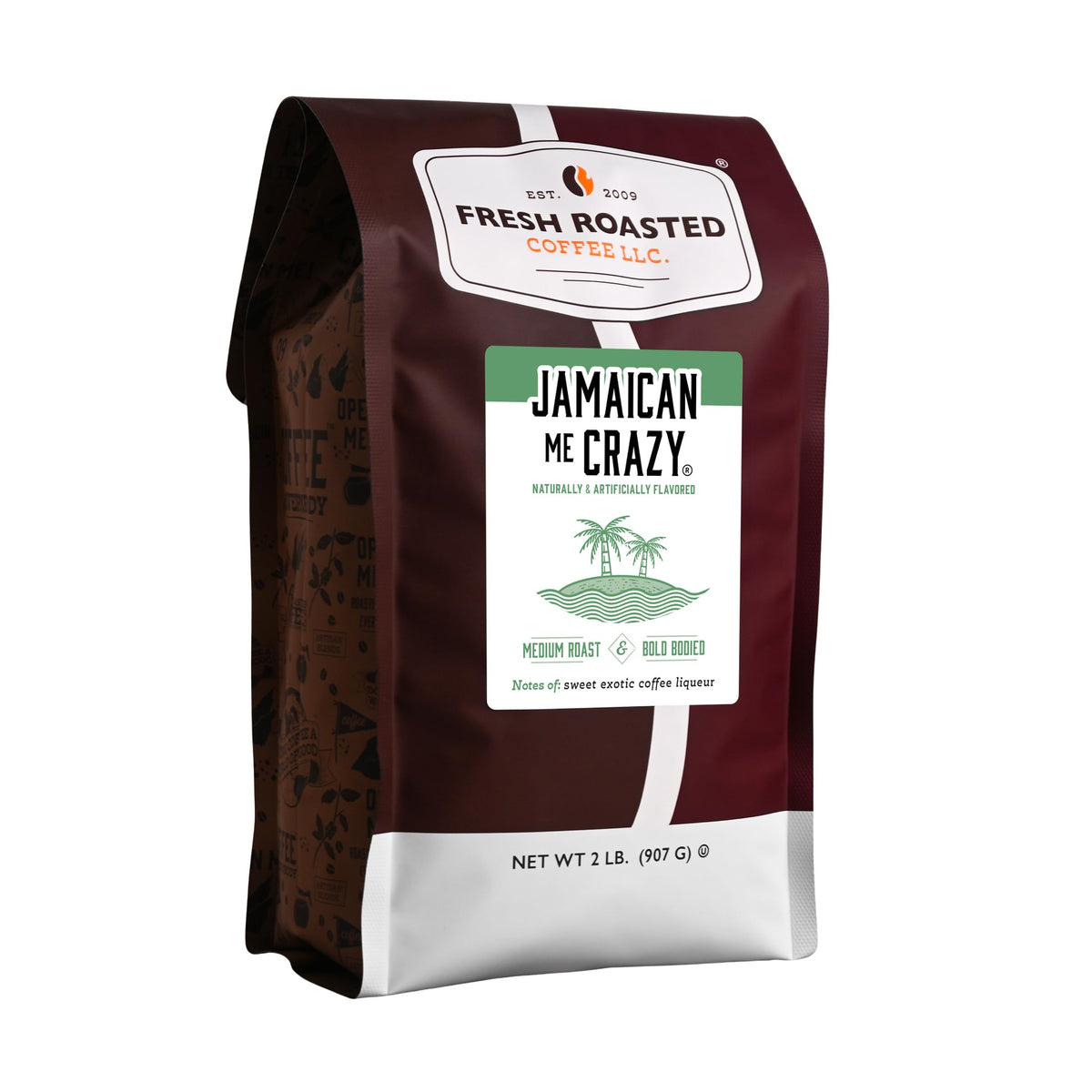 Fresh Roasted Coffee Jamaican Me Crazy Flavored Coffee, Medium Roast, 32 oz, Ground, Kosher