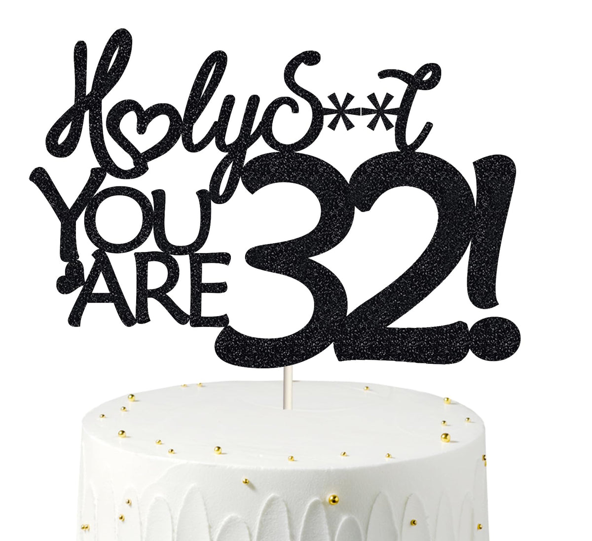 Veegood Happy 32Nd Birthday Cake Topper 32 Birthday Cake Toppers-Black Glitter  Funny 32Nd Cake Topper For Men 32 Cake Topper For Women  32Nd Birthday Decorations 32Nd Birthday Cake Topper Thirty Two