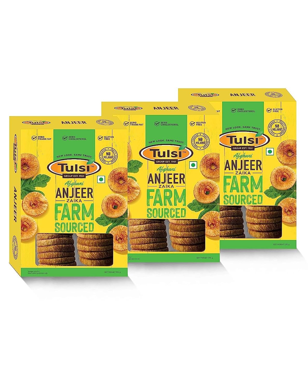 Tulsi Afghan Anjeer Zaika 750 Gram (250G X 3)|Figs Dry Fruits|Dried Afghani Anjeer|Dried Anjeer|Rich Source Of Vitamins & Dietary Fiber|Healthy Snack|Low In Calories|Fat Free|Pack Of 3