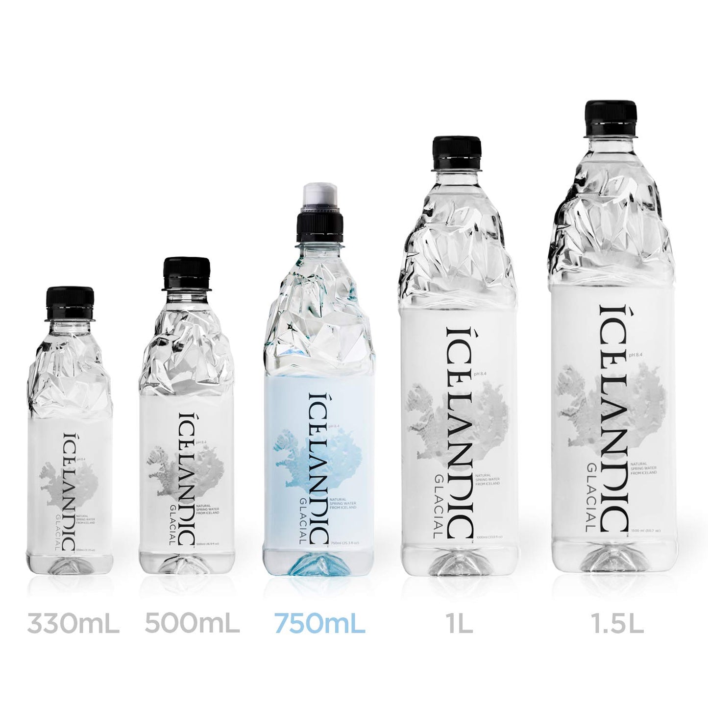 Icelandic Glacial Natural Spring Alkaline Water, 750 ml, Clear, Pack of 12, Model 893919001509