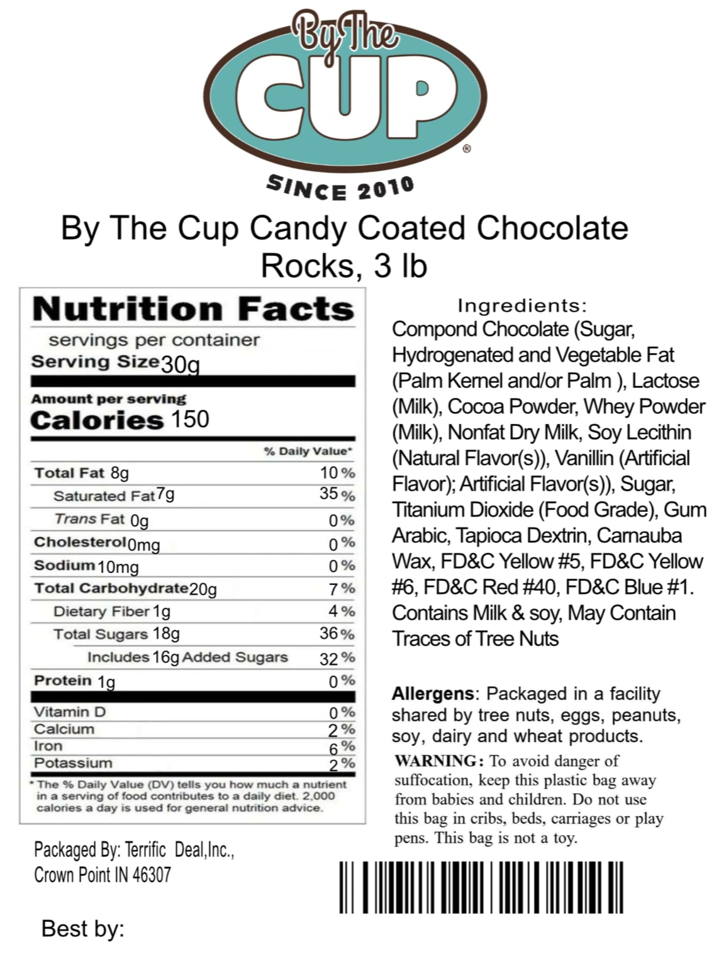 By The Cup Candy Coated Chocolate Rocks, 3 Lb Bulk Bag