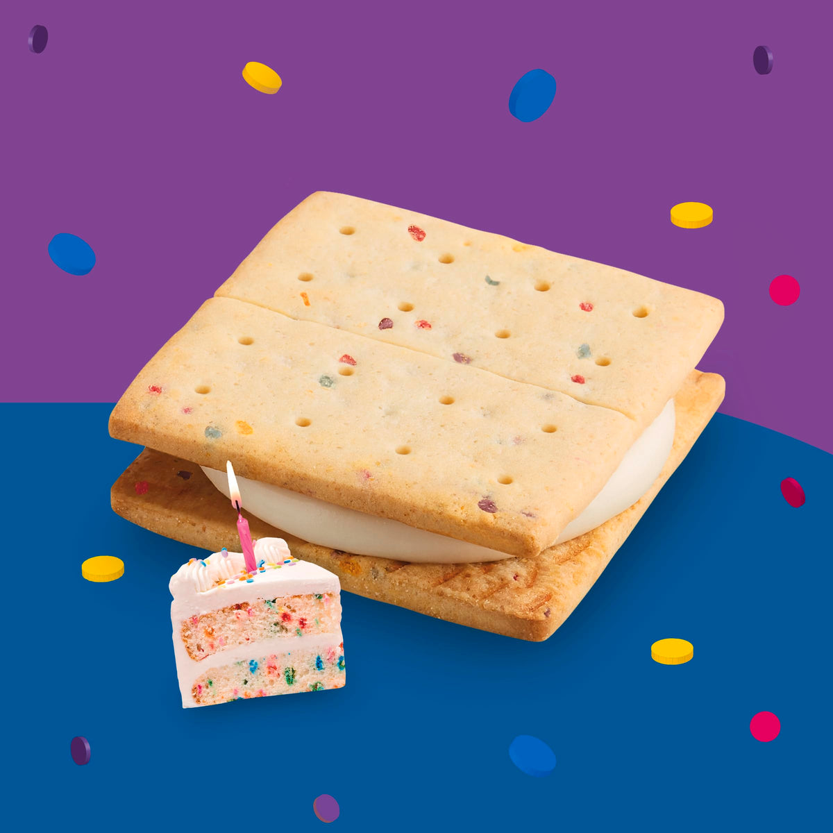 Annies Organic B-Day Cake Graham Sandwich Cookies, Birthday Cake Flavored Creme, 12 Cookies, 8 oz