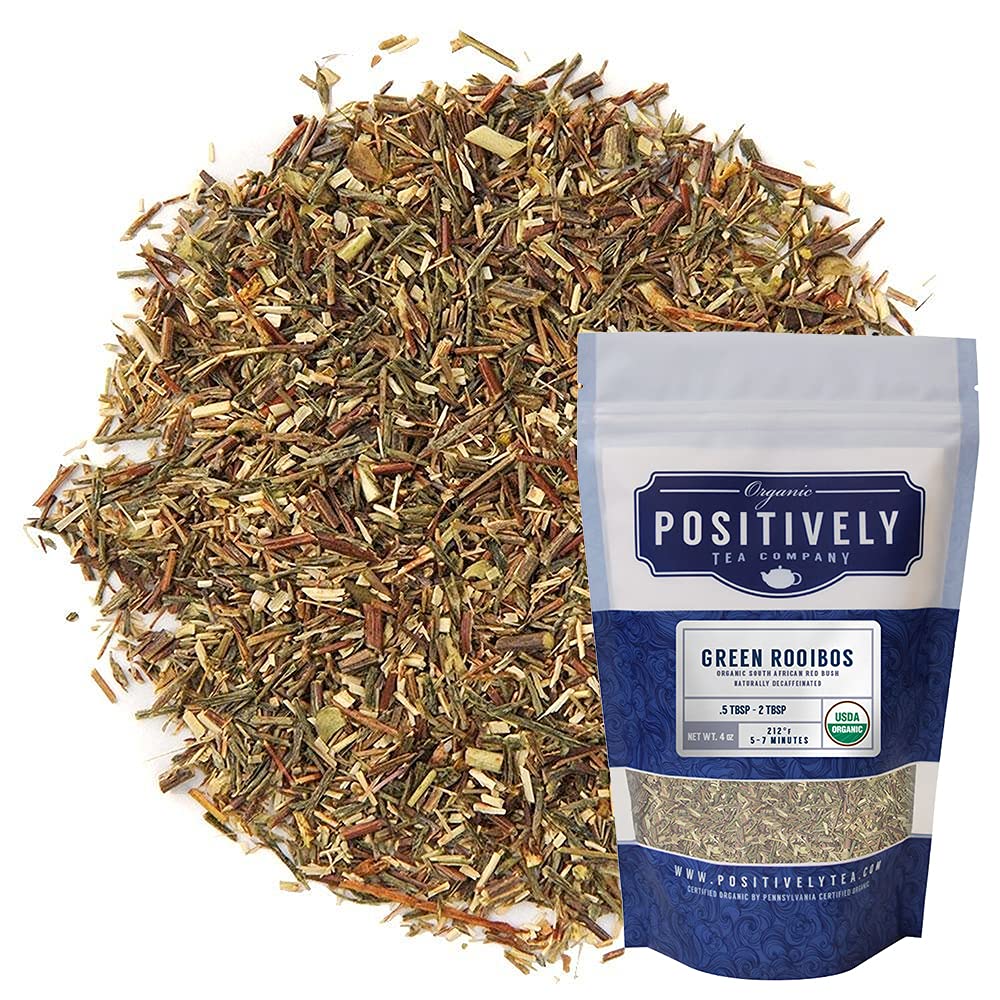 Organic Positively Tea Company South African Green Rooibos Tea Loose Leaf 4 Ounce
