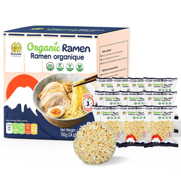 SUNGIVEN Organic Ramen Noodles, Low Sodium, Non-Fried, Instant, 2.47 OZ (Pack of 10)
