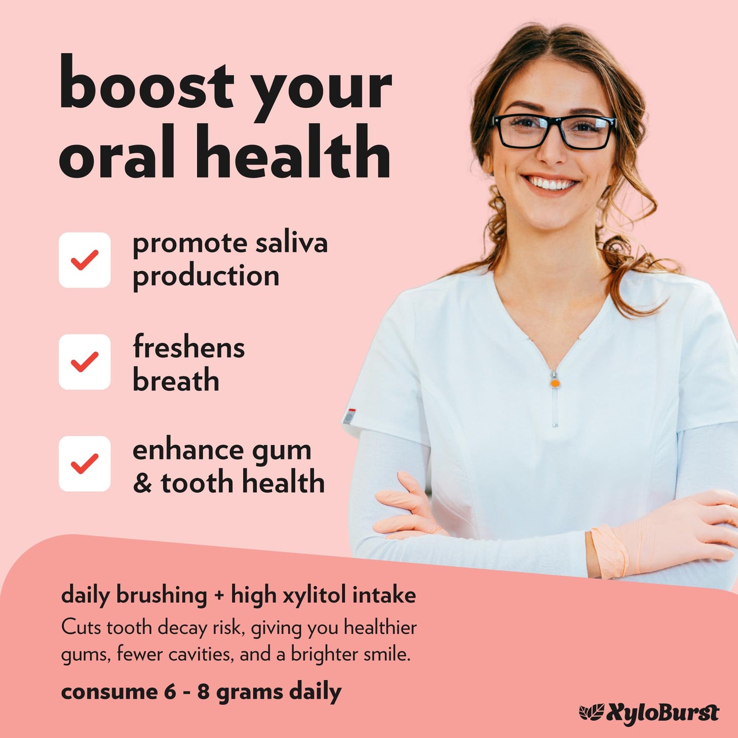 Xyloburst Gum | Xylitol Chewing Gum | Sugar Free, Gluten Free, Keto Friendly | Aspartame Free Gum | Cinnamon | 500-Count Bag