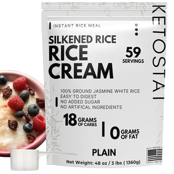 Rice Cream 3 LB, Plain Jasmine White Rice Hot Rice Cereal Scoop Included - 48 oz Easily Digestable Carb Source Emergency Food Su