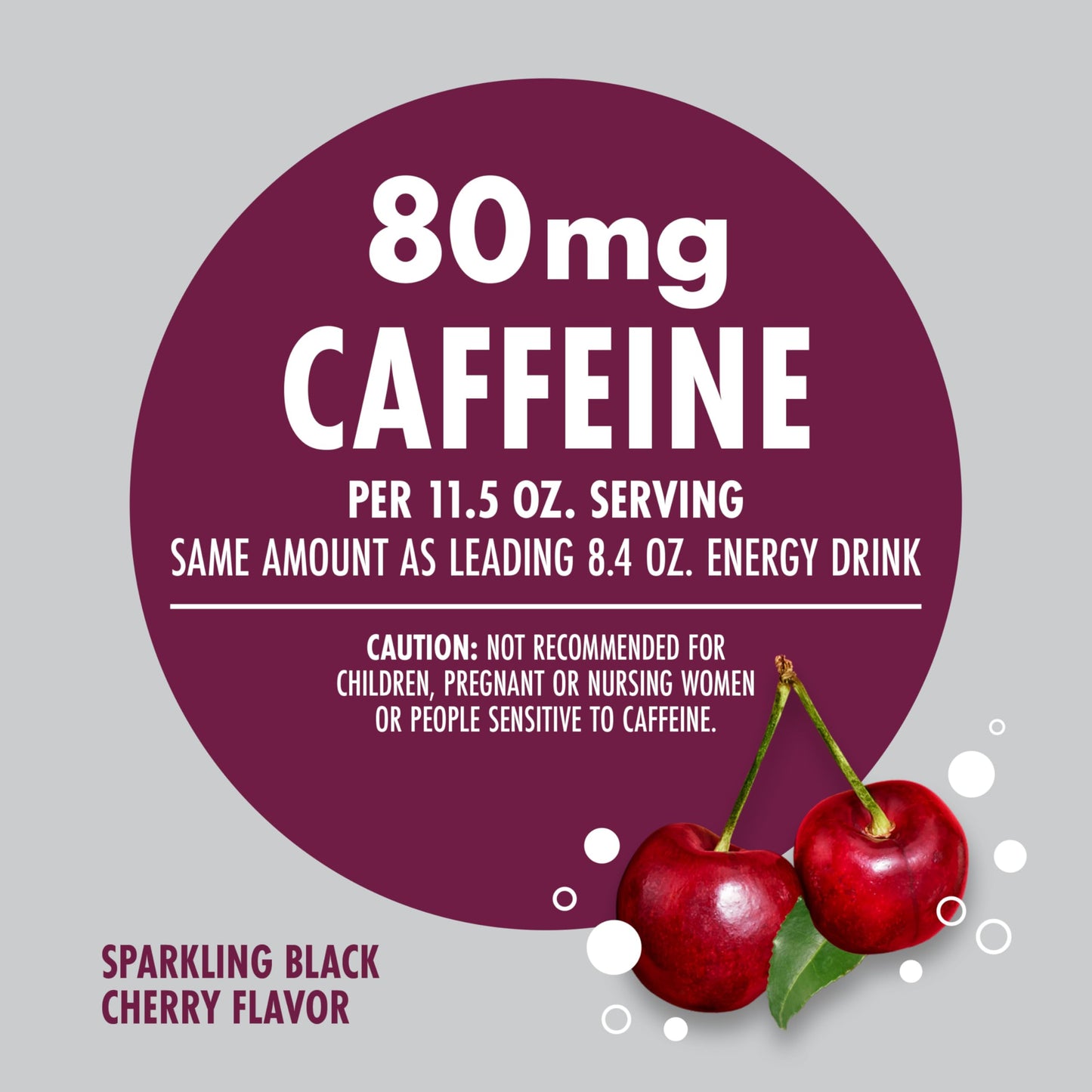 V8 +ENERGY Sparkling Black Cherry Juice Energy Drink, Pack of 12 (11.5 Fl Oz)