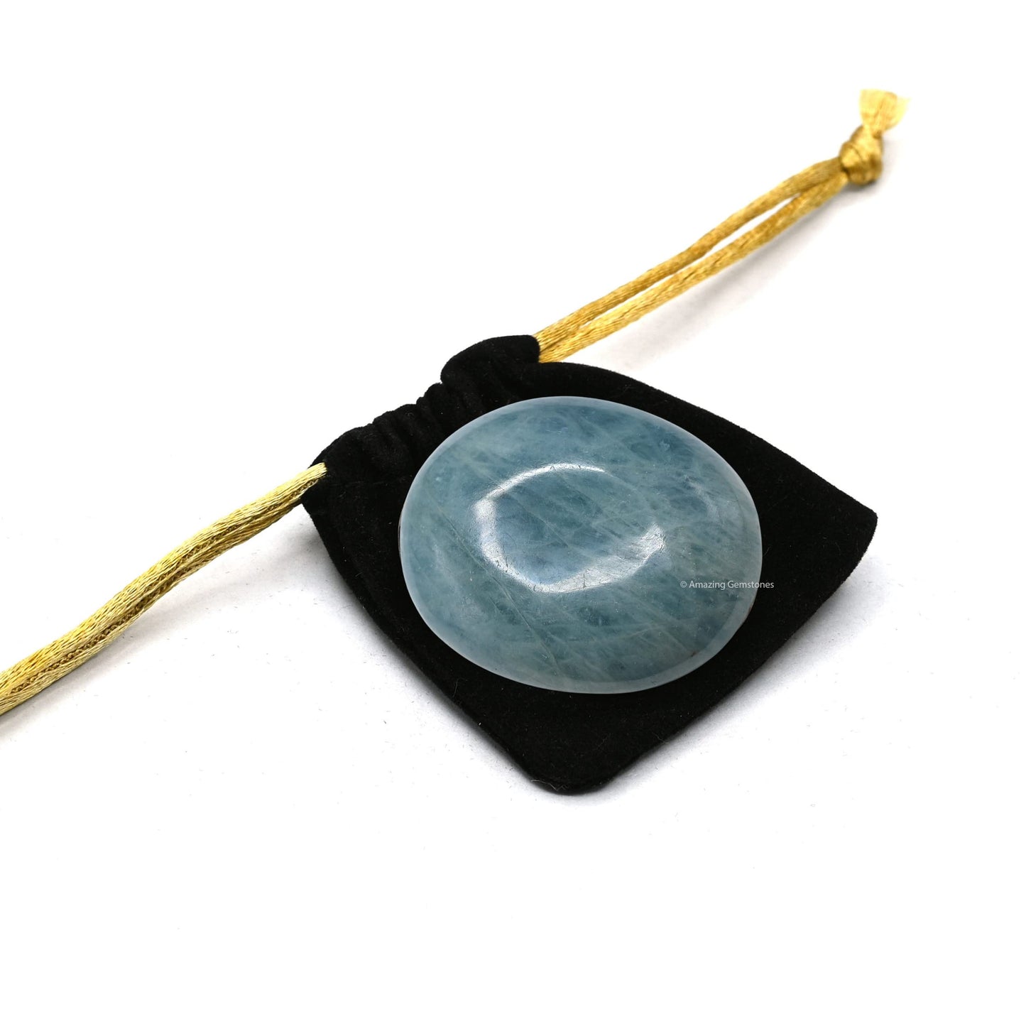 Aquamarine Palm Stone - Massage Worry Stone For Natural Body Chakra Balancing, Reiki Healing And Crystal Grid
