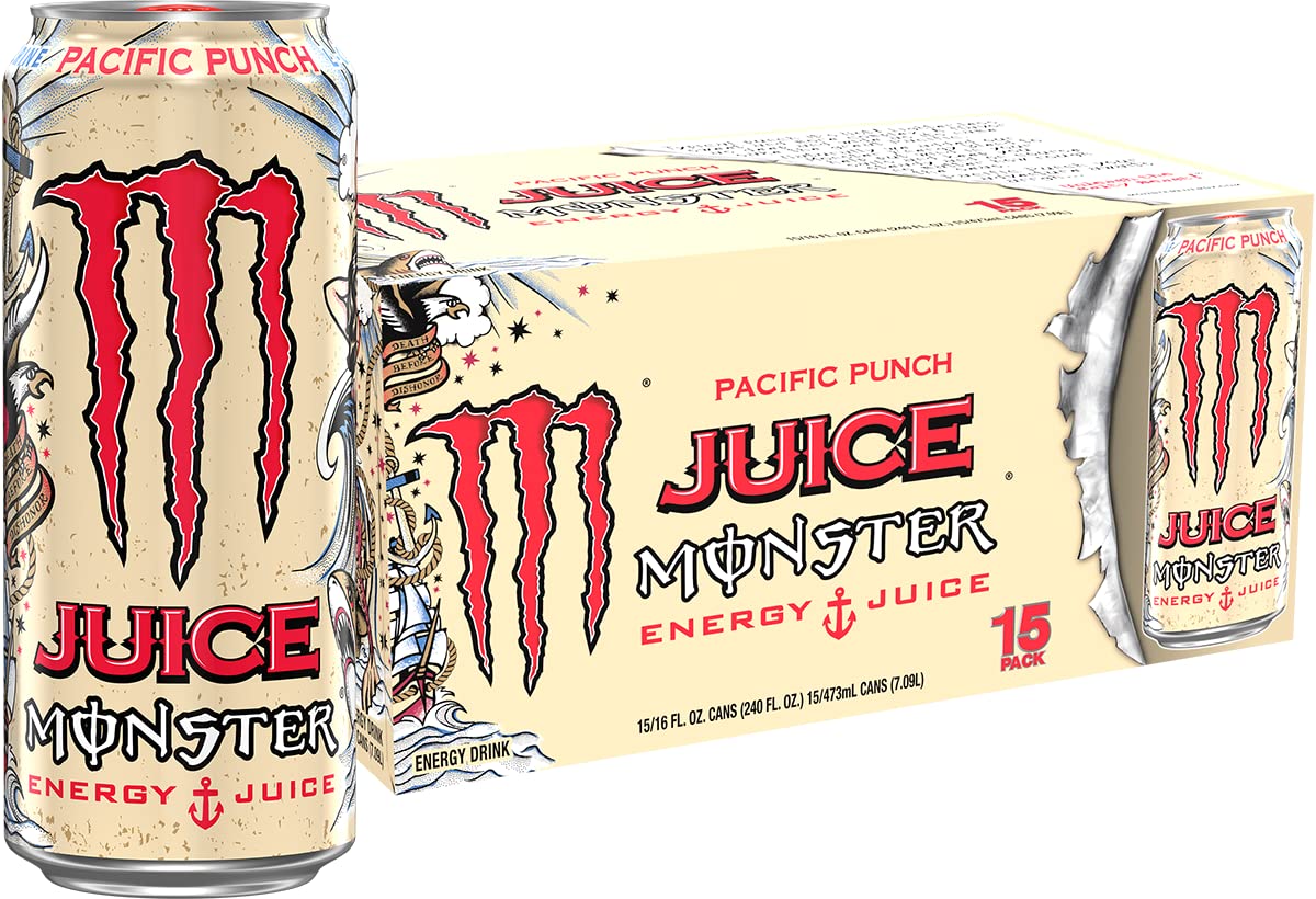 Monster Energy Juice Monster Pacific Punch Energy Drink, 16 Ounce (Pack of 15)