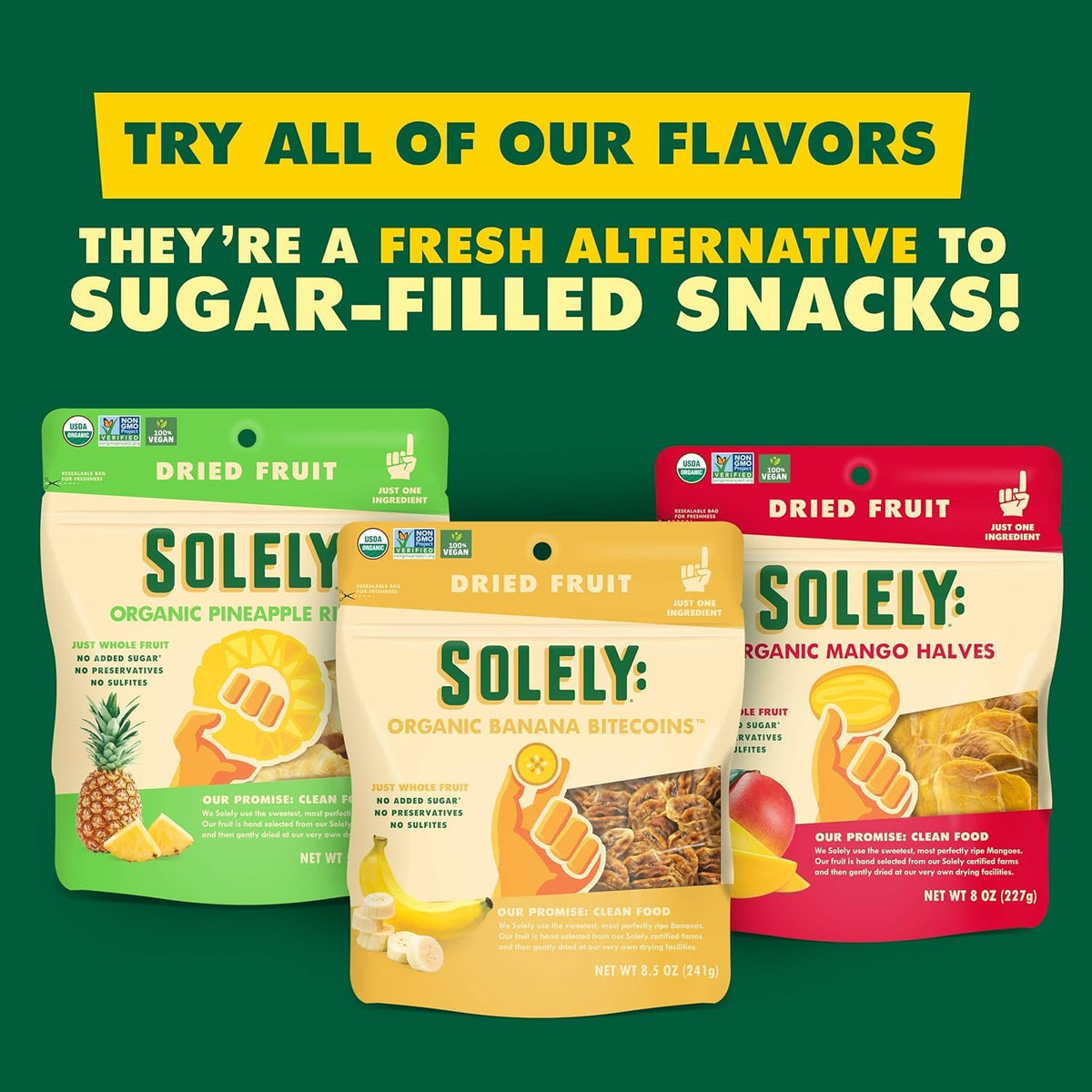 Solely - Organic Dried Pineapple Rings (3.5 Oz Resealable Bags, Pack Of 4) - Real Fresh Fruit - 1 Ingredient - Healthy Snacks For Mature-Themeds & Kids - Non Gmo, Vegan Snacks, Shelf Stable - 4 Bags (14 Oz)