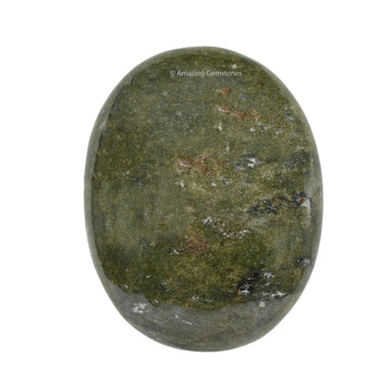 Vesuvianite Palm Stone - Pocket Massage Worry Stone For Natural Body Chakra Balancing, Reiki Healing And Crystal Grid