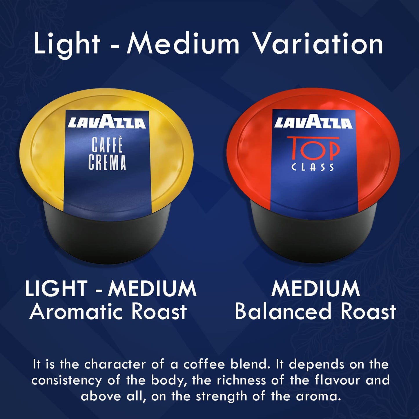 Lavazza Blue Coffee compact pieces Variety Pack – 100 Count (50 Pods Each) – Includes Top Class & Caffè Crema Blends
