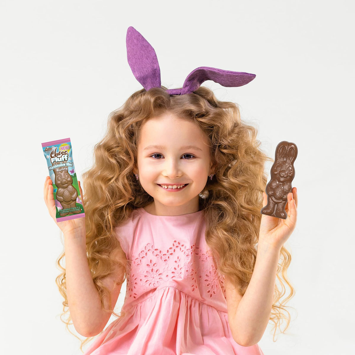 Fruidles Chocofluff Easter Bunny  , Marshmallow-filled, 3.8 oz Chocolate Bar, 24-Pack, Kosher Certified