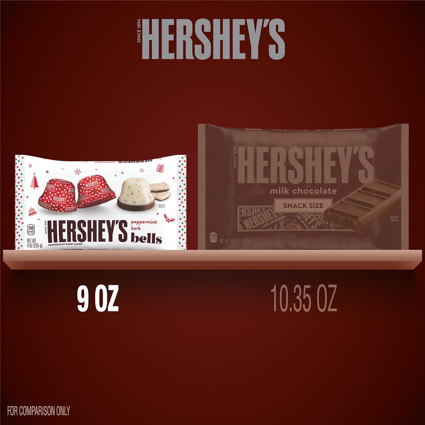 Hershey'S Peppermint Bark Bells, Christmas Candy Bag, 9 Oz